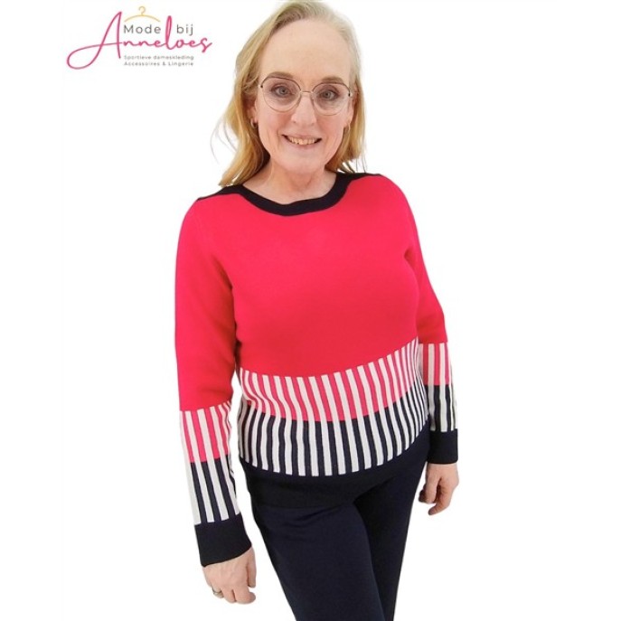 Z Micha Pullover colorblock Red Navy Ecru